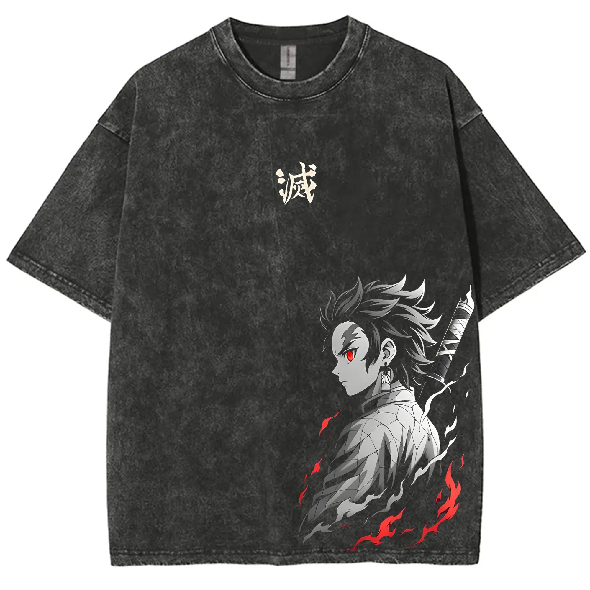 Street Fashion Magazine - Streetwear Demon Slayer Vintage Gewassen Grafische