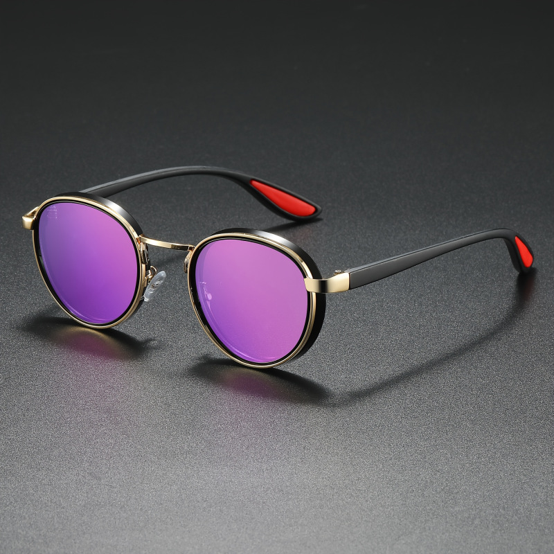 Street Fashion Photographers - Modieuze metalen ronde monturen steampunk-stijl zonnebrillen