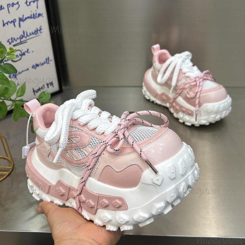 Street Fashion Female - Dames Chunky Platform Dad Sneakers Ademend