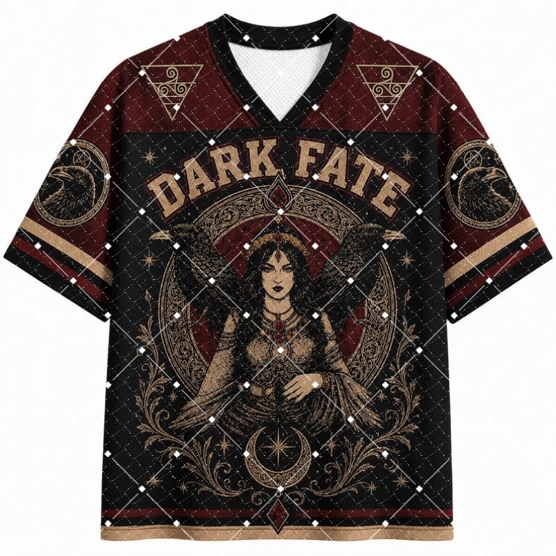 Street Fashion Types - Dark Fate Witch Raven Print V-hals