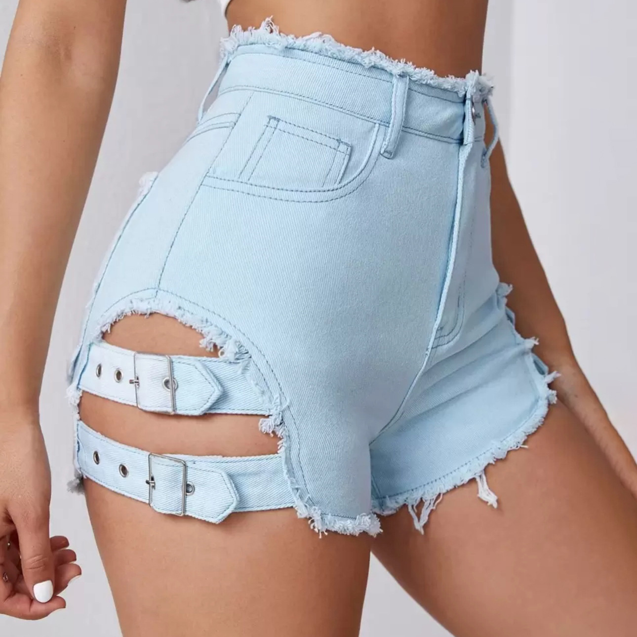 Street Fashion Jeans - Dames denim shorts met hoge taille,