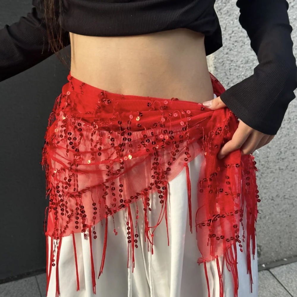 Street Fashion India - Mode Pailletten Buikdans Riem Kwasten Street