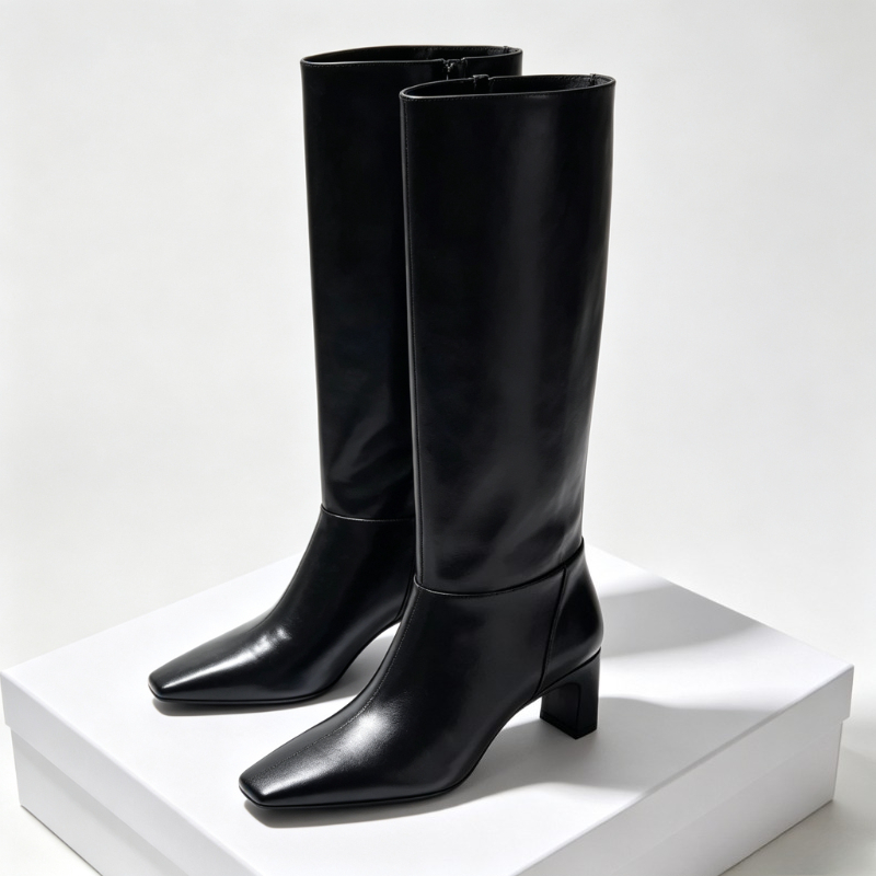 Street Fashion Female - Modieuze leren kitten heels dameslaarzen merk