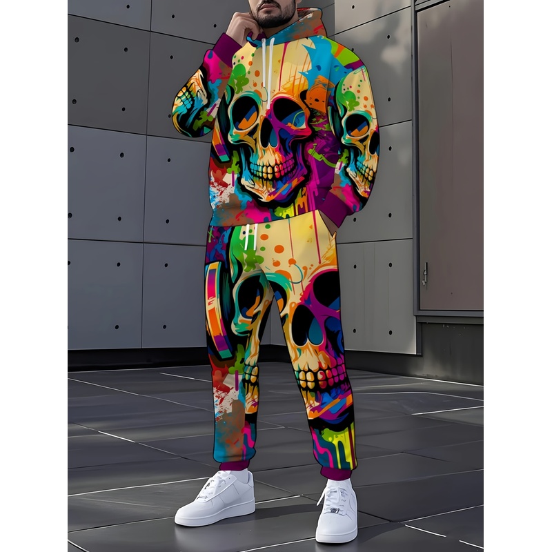 Street Fashion Style - Modieuze set met skeletpatroon, modieuze bedrukte