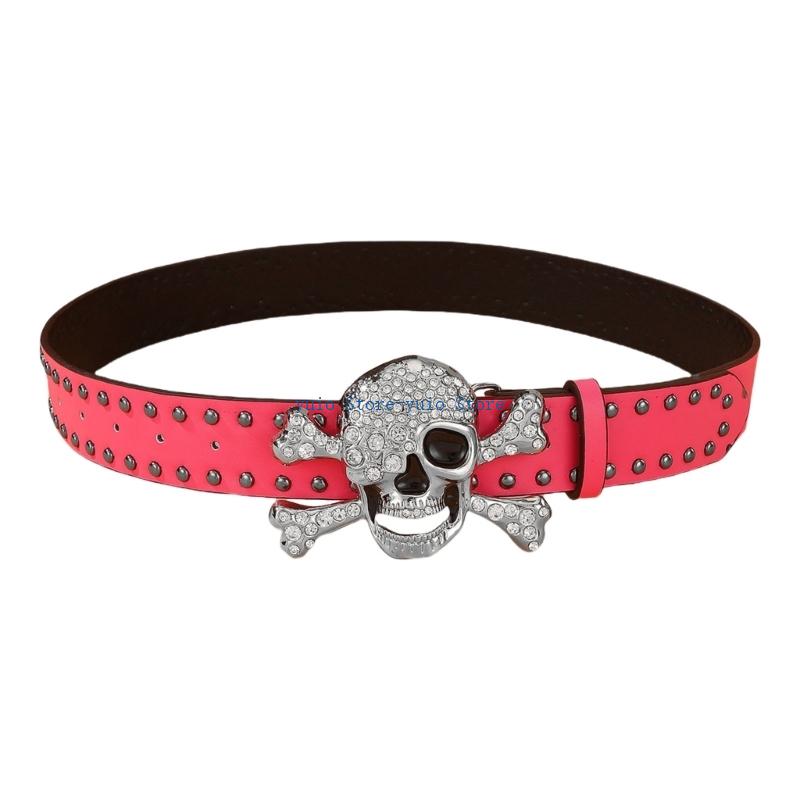 Street Fashion Reference - X7XB Populaire strass-schedelgespriem voor volwassenen met