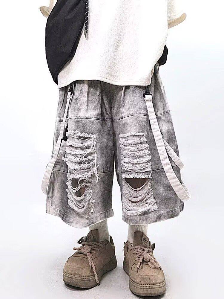 Street Fashion Style Male - Retro hiphop heren gescheurde jeans zomer