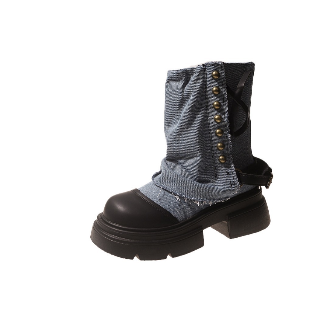 Vrouwen Laarzen Britse Mode Br - Street Fashion Jeans recensie en prijs