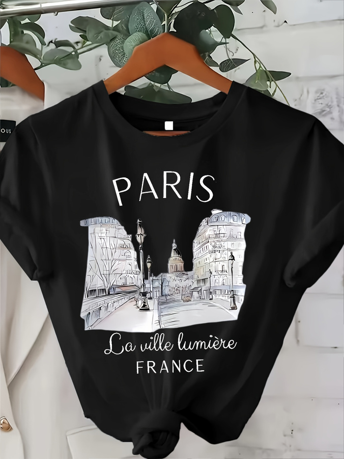 Dames T-shirt met Parijse prin - Street Fashion Paris 2025 Trends recensie en prijs