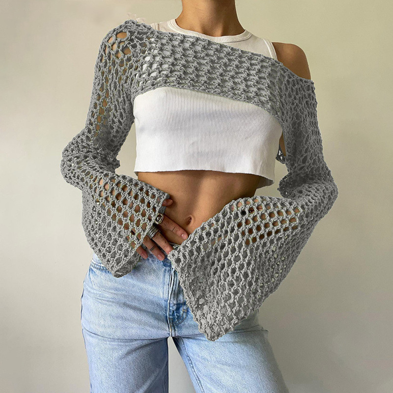 Lange mouw gehaakte crop top z - Mesh Top Layering recensie en prijs