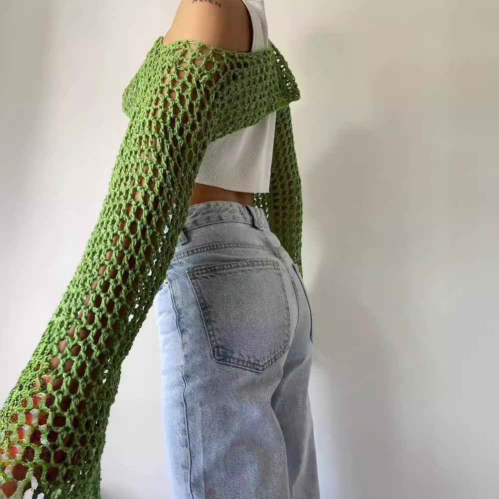 Lange mouw gehaakte crop top z - Mesh Top Layering recensie en prijs