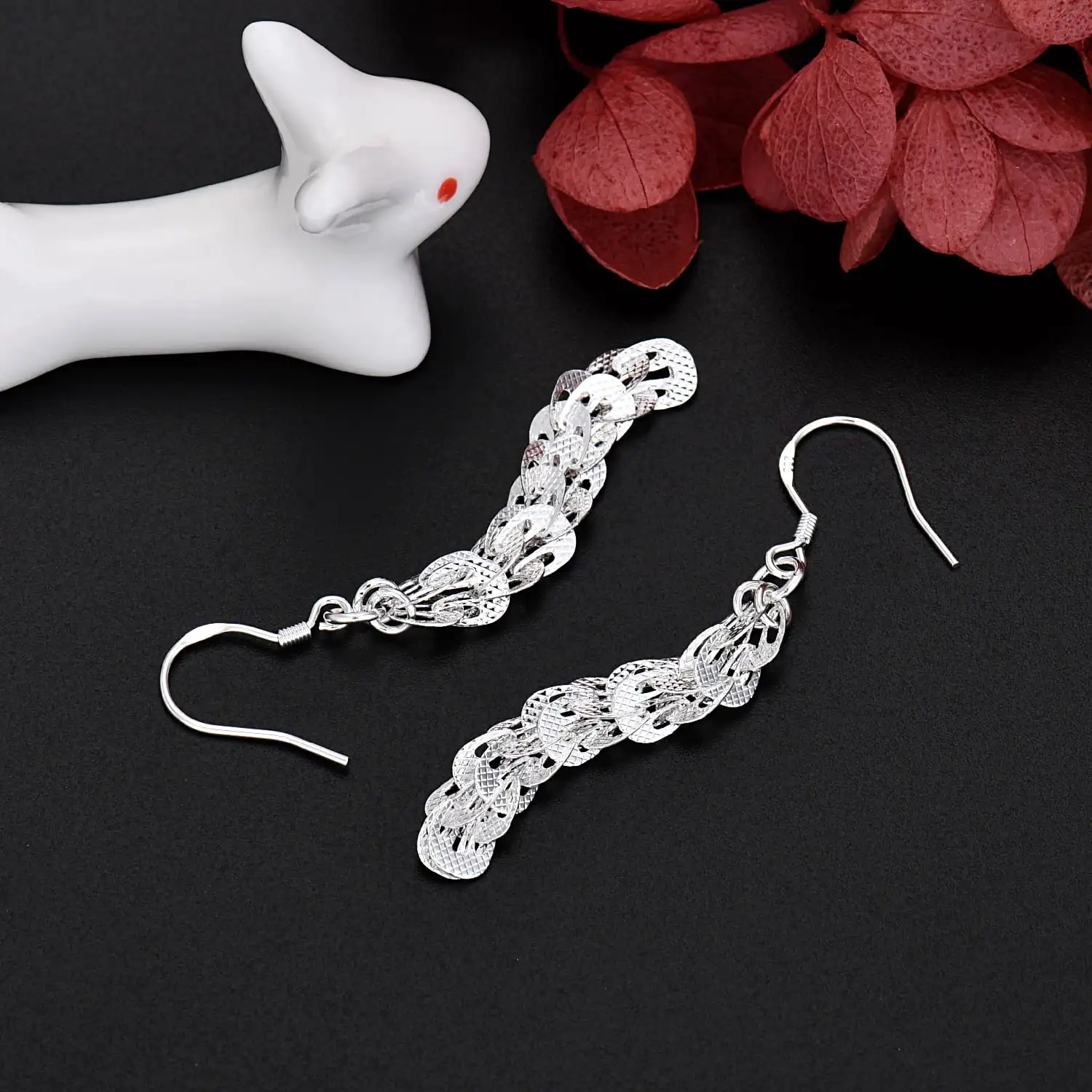 Nieuwe fijne 925 sterling zilv - Street Fashion Earrings recensie en prijs
