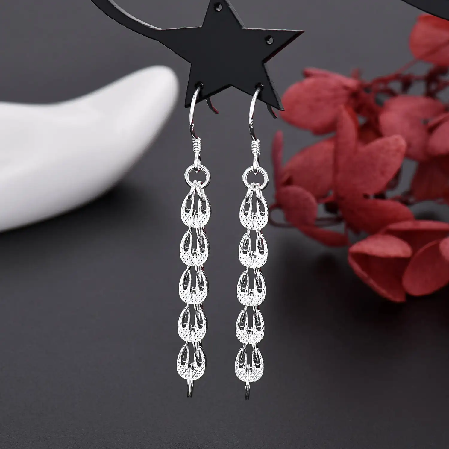 Nieuwe fijne 925 sterling zilv - Street Fashion Earrings recensie en prijs