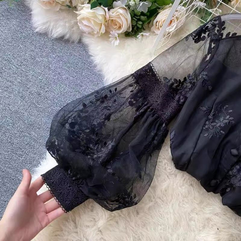 Franse Vintage Mesh Kanten Blo - Mesh Top Layering recensie en prijs