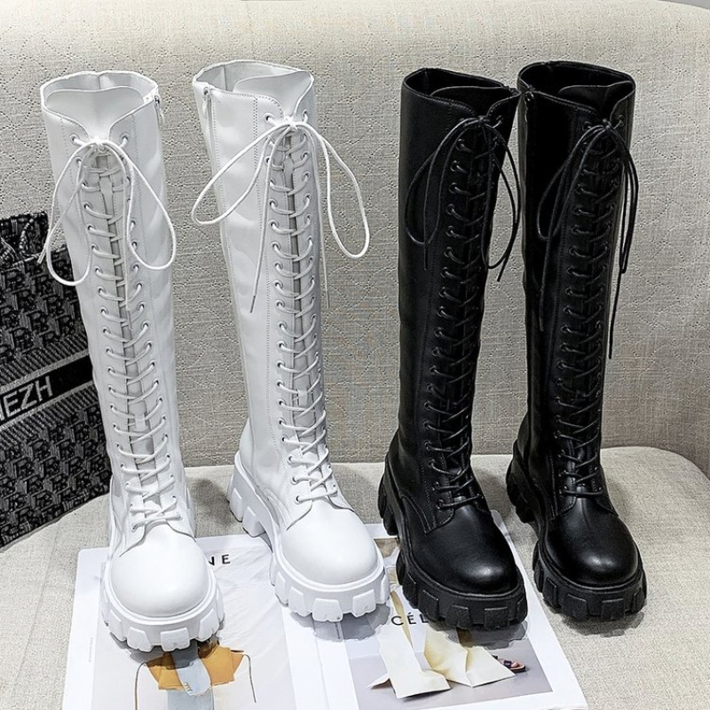 Dames kniehoge laarzen met vet - Street Fashion Female recensie en prijs