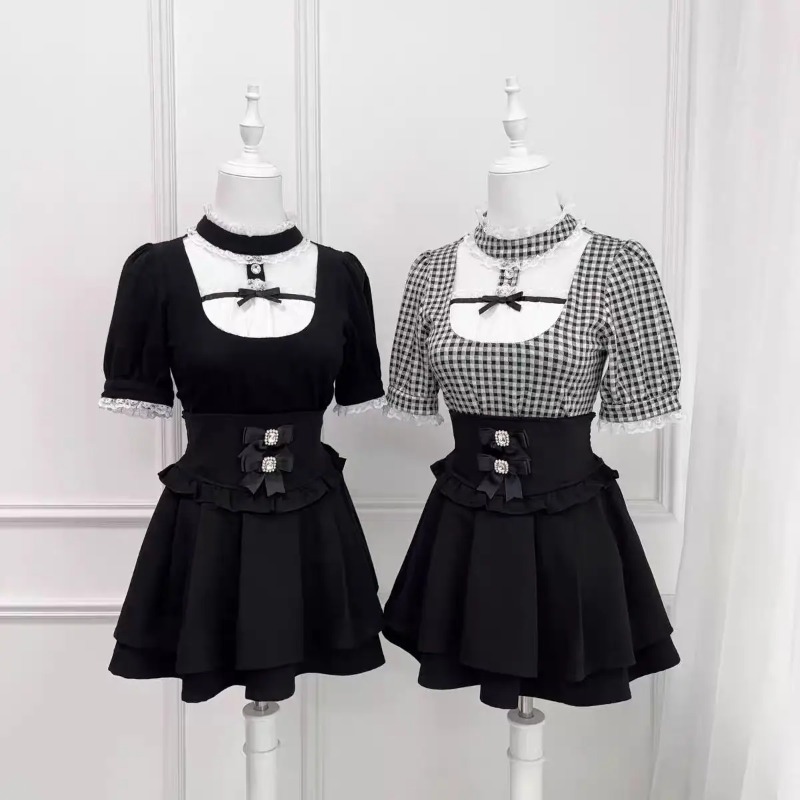 Gotische zoete geruite kanten  - Street Fashion China Girl recensie en prijs