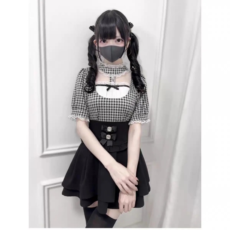 Gotische zoete geruite kanten  - Street Fashion China Girl recensie en prijs